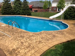 Stamped Concrete Pool Deck After Sealing in Macomb Twp.