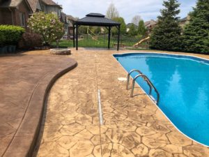 Stamped Concrete Pool Deck After Sealing in Macomb Twp.