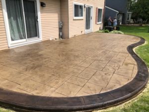 Stamped Concrete After Sealer Stripped, Border Stained and Sealed With High Gloss Sealer In Troy, Mi. i