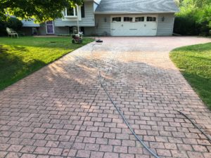 White Lake Stamped Concrete Sealing, Driveway before pressure wash and seal