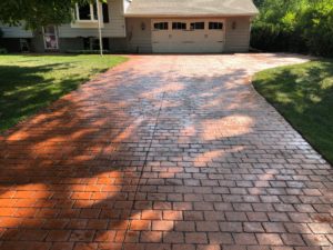 White Lake Stamped Concrete Sealing, Driveway after pressure wash and seal