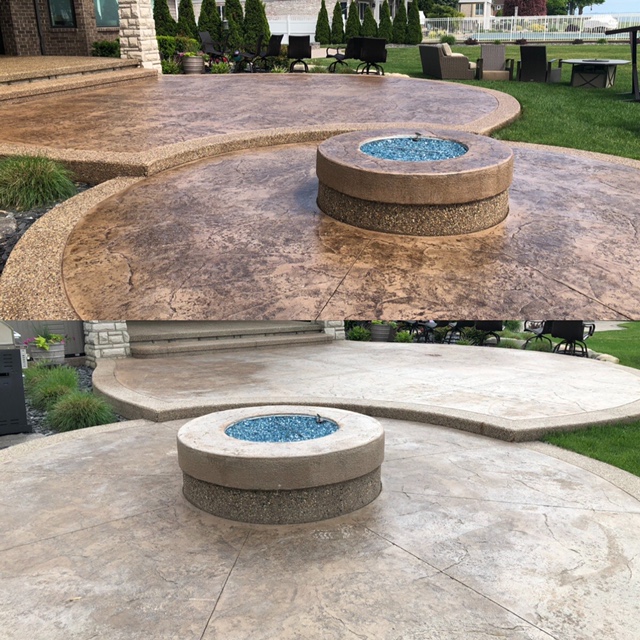 Stamped Concrete Pressure wash and sealing