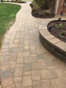 Brick Paver Walkway After Pressure Washing, Sanded and Sealed Shelby Twp., Mi.
